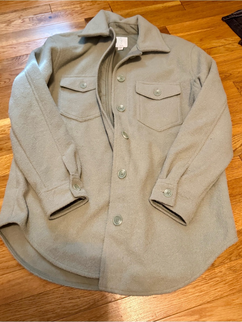 Joie Sage Green Wool-Blend Shacket